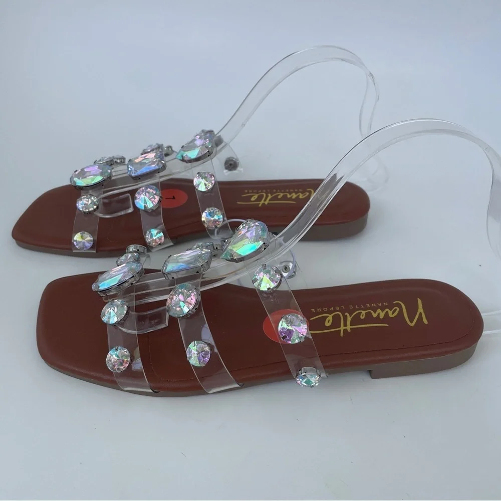 Nannette White and Brown Sandals with Elegant Turquoise Accents